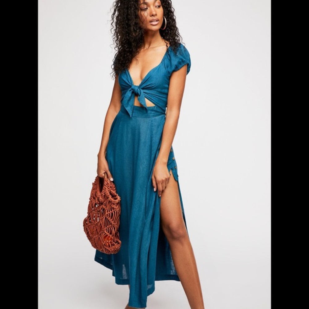 Free People Cut Out Front Tie Maxi Dress